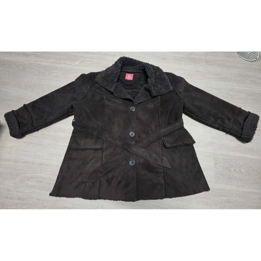 1990s Faded Glory Brown Faux Suede Sherpa Jacket, 3X, Runs Small (See Pictures)